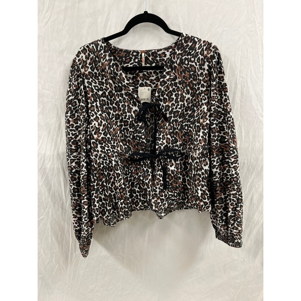 Free People Leopard Print Blouse - Black and Brown